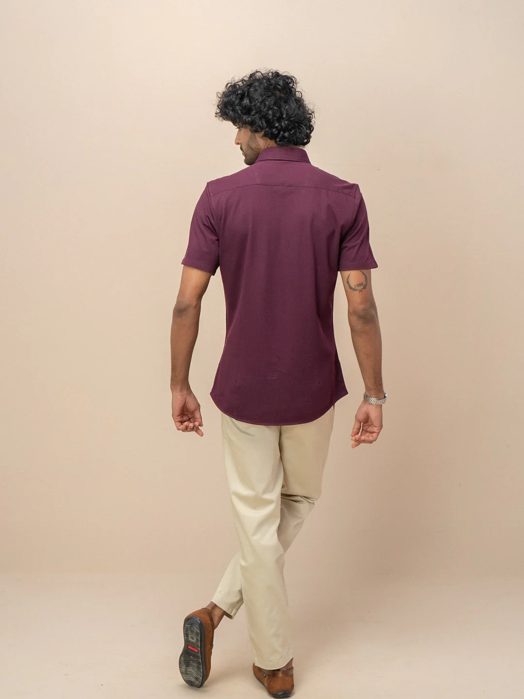 Men's Cotton Rich Knit Shirt Grape - Image 4