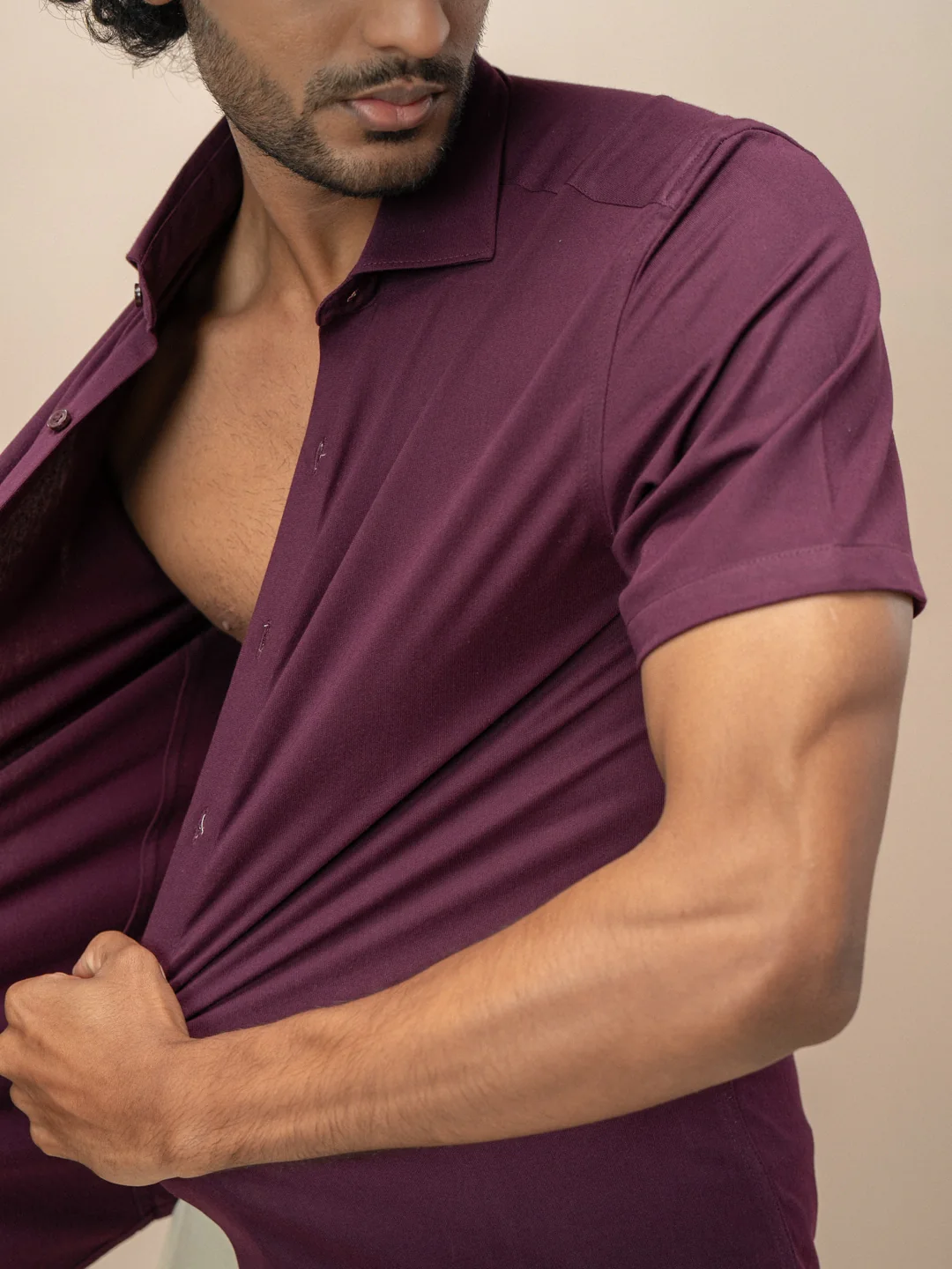 Men's Cotton Rich Knit Shirt Grape - Image 5