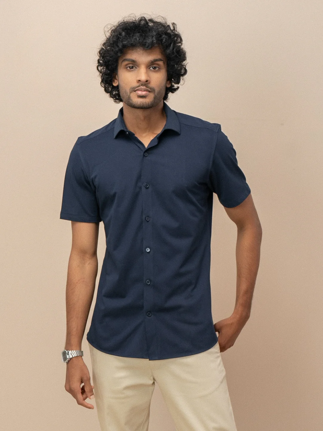 Men's Cotton Rich Knit Shirt Navy