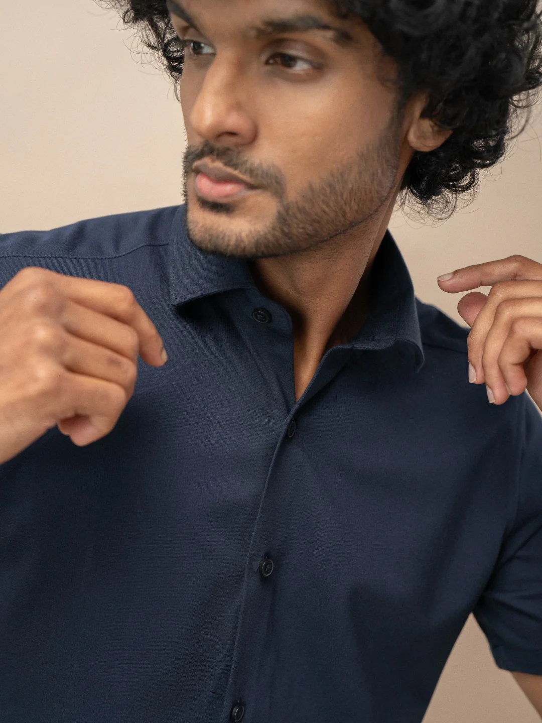 Men's Cotton Rich Knit Shirt Navy - Image 2