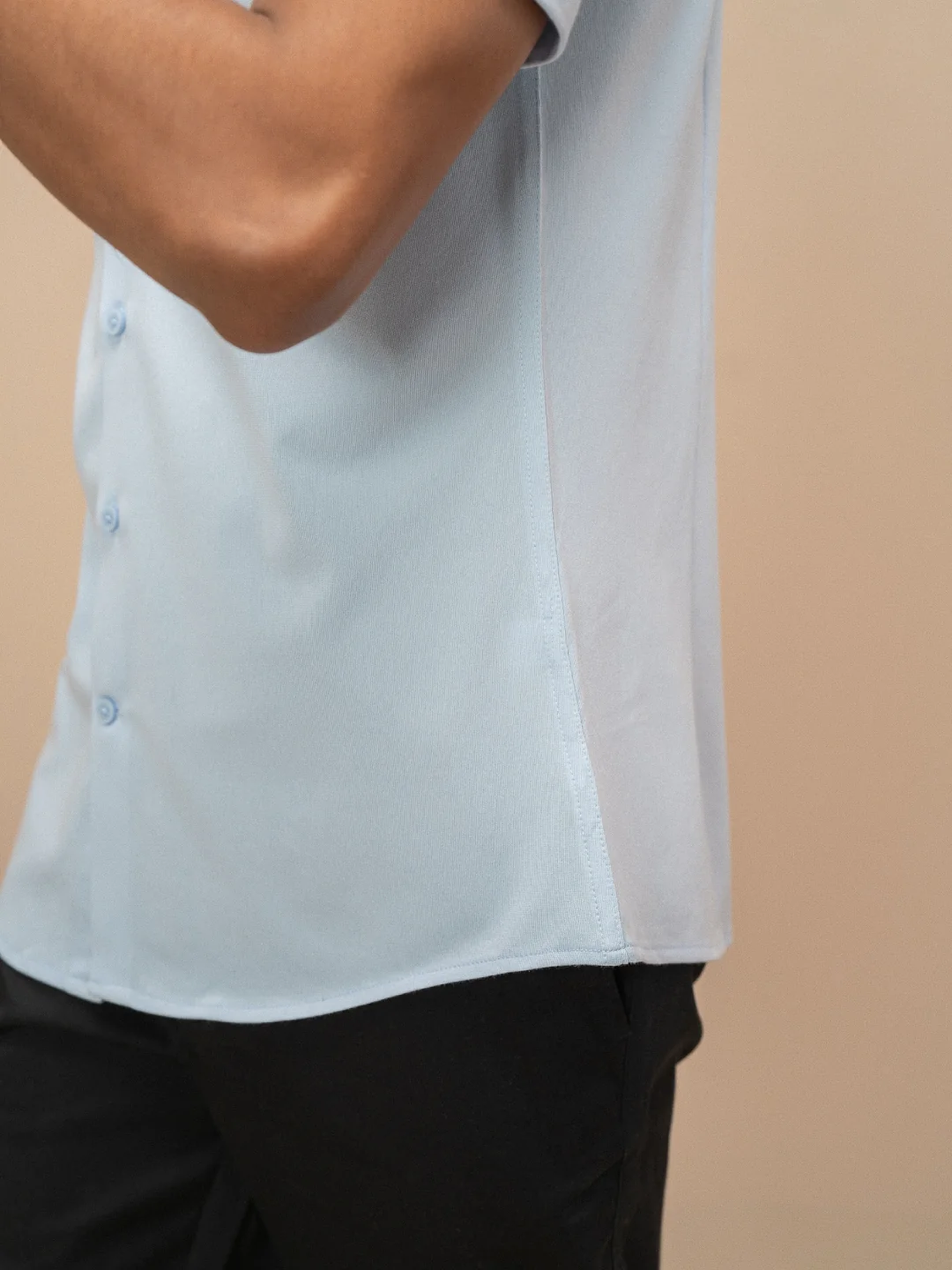 Men's Cotton Rich Knit Shirt Sky Blue - Image 5