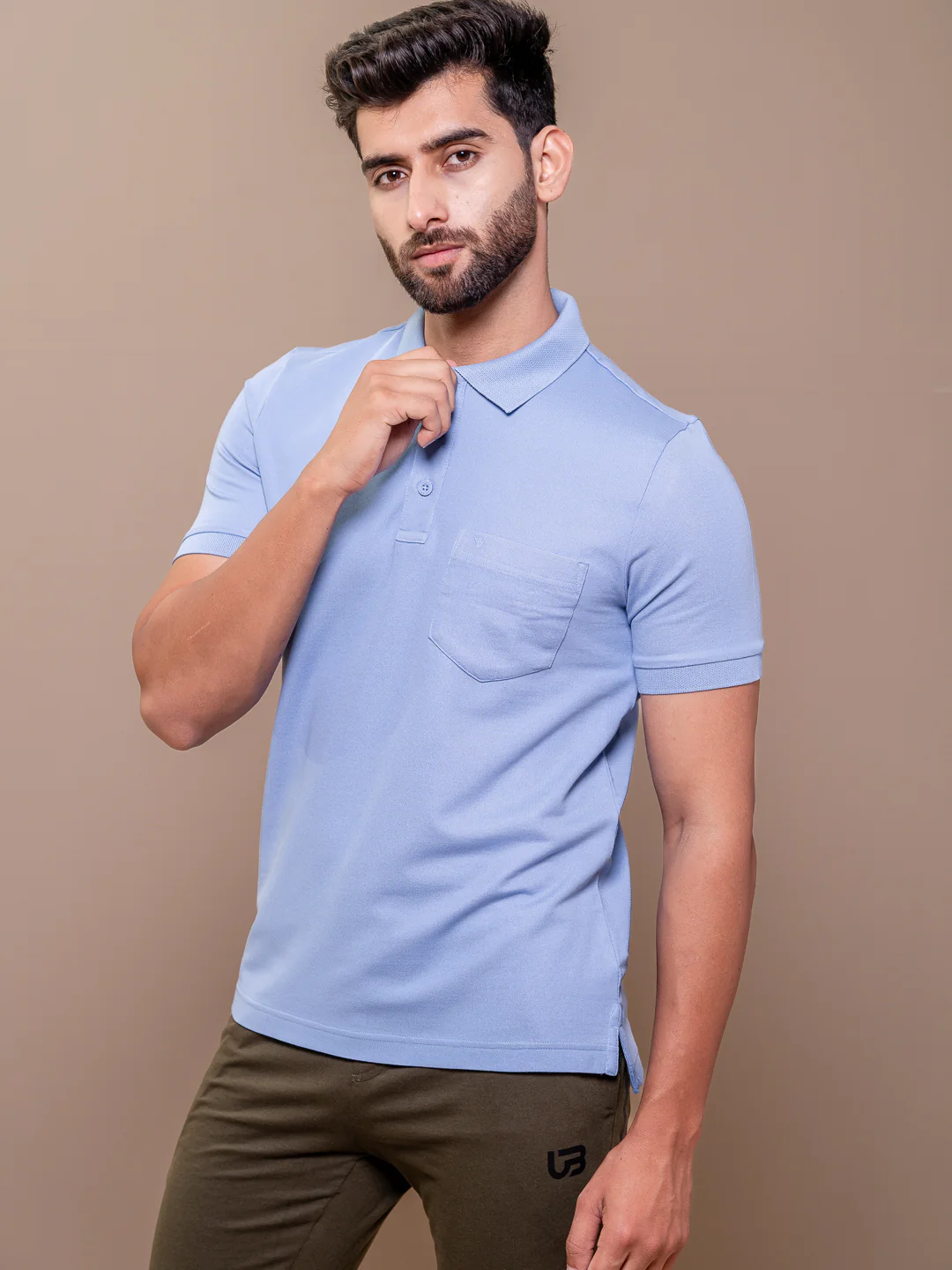 Cotton Rich Pique Polo Blue