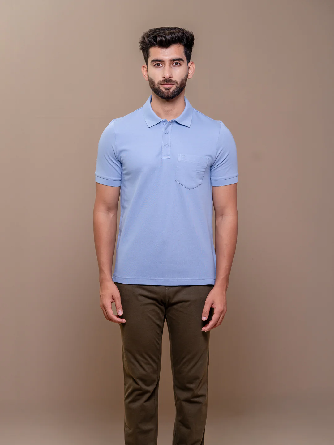 Cotton Rich Pique Polo Blue - Image 2