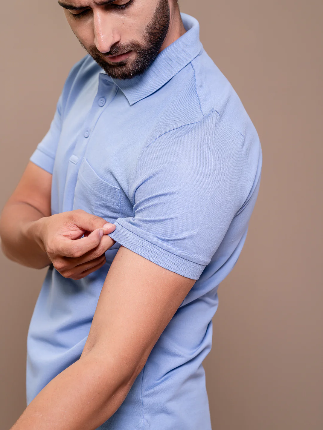 Cotton Rich Pique Polo Blue - Image 3