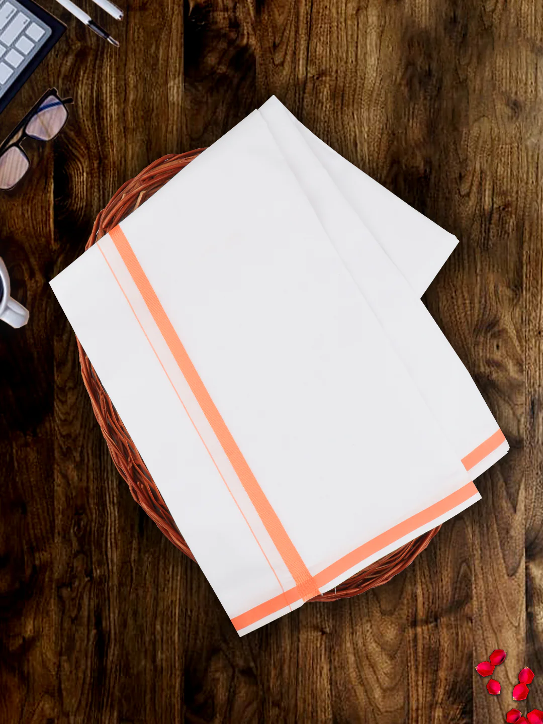 Mens Cotton Dhoti and Shirt Fabric White Leader Ship - Image 2