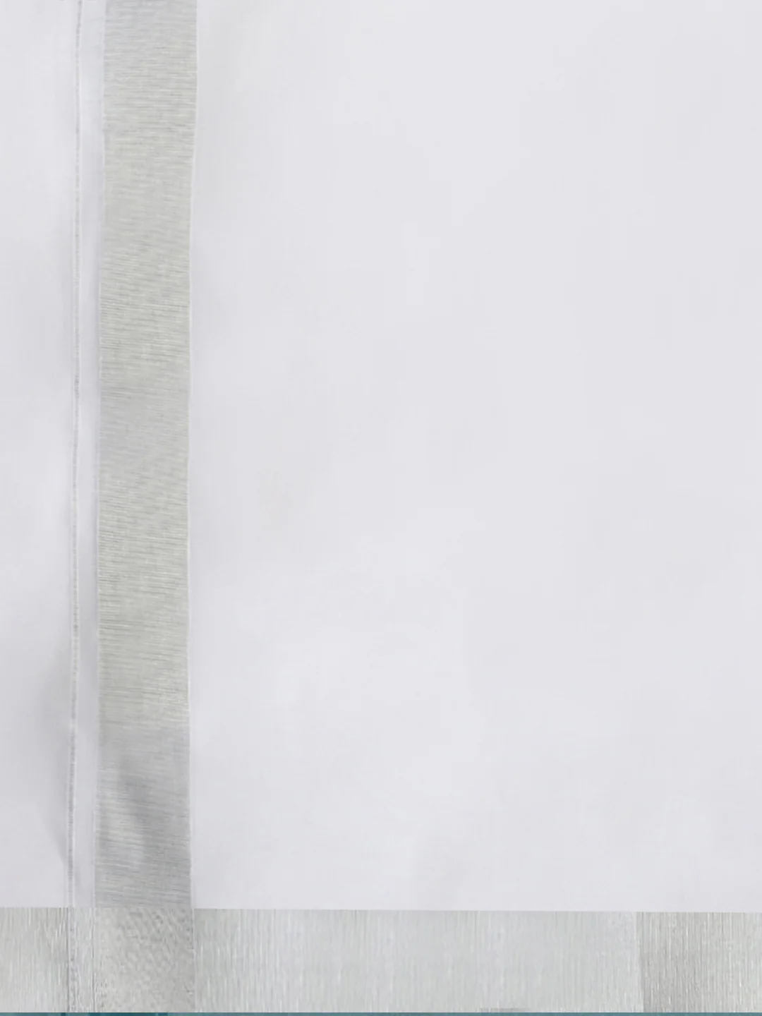 Men Double Dhoti White with 1 1/2 " inch Jari Silver Special Plain - Image 5