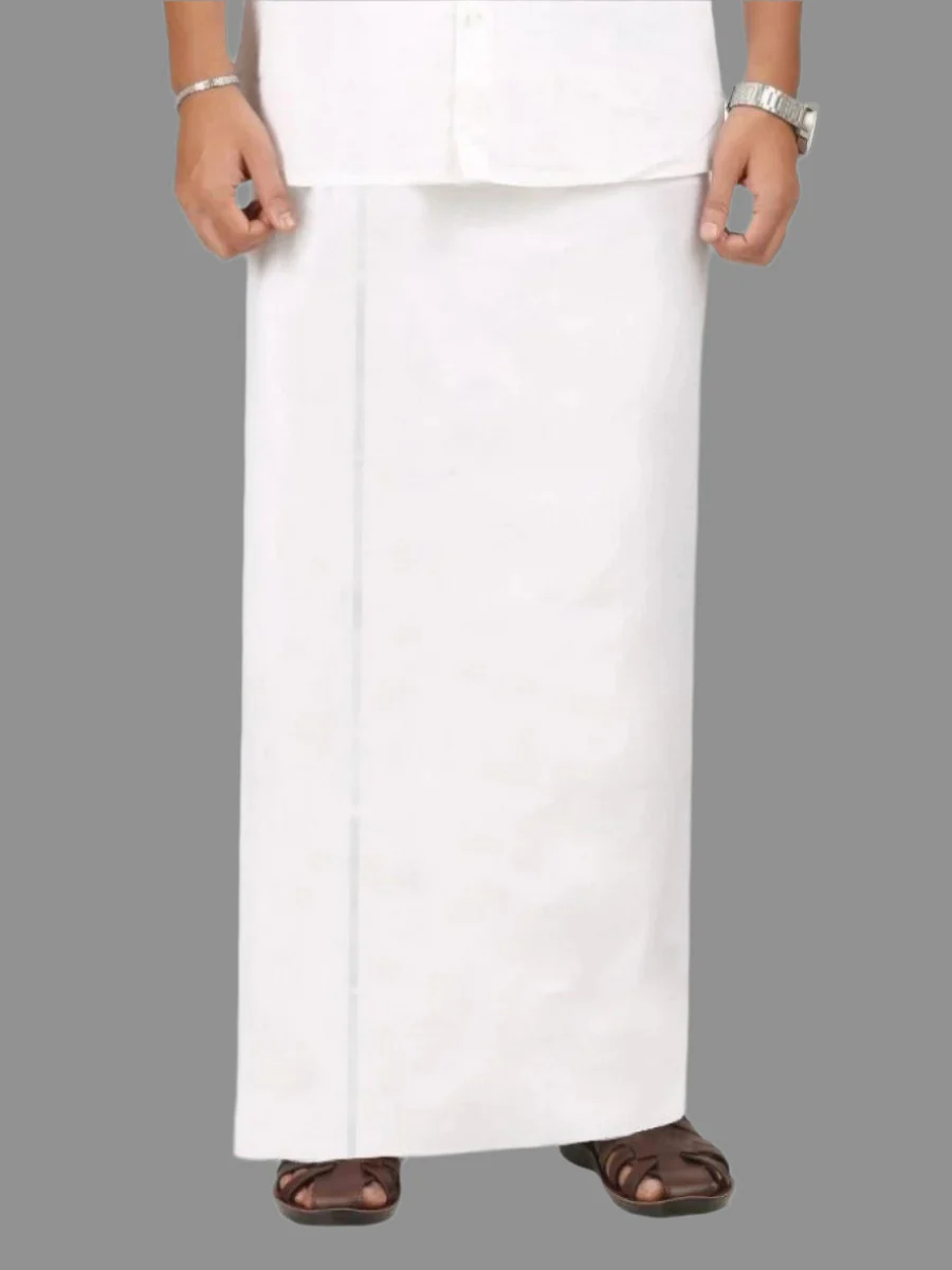 Men 100% Cotton Double Layer White Prayer Dhoti Rin Win