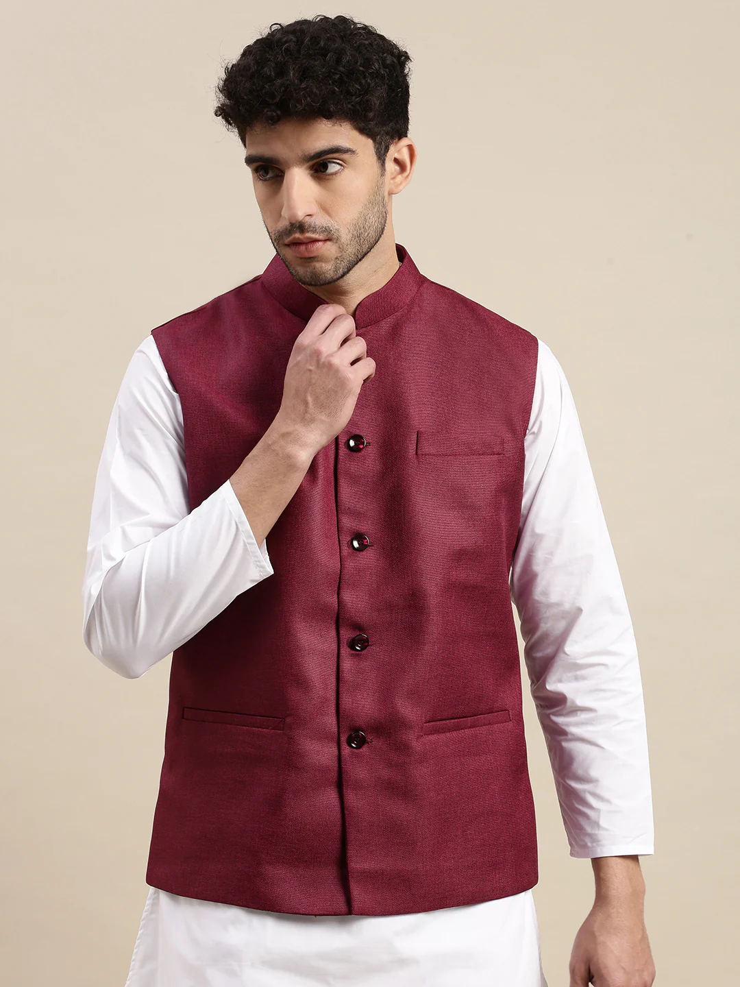 Mens Ethnic Jacket with Kurta Pyjama Set DW18 - Image 2