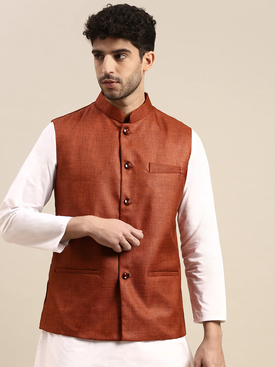 Mens Ethnic Jacket with Kurta Pyjama Set DW7 - Image 2