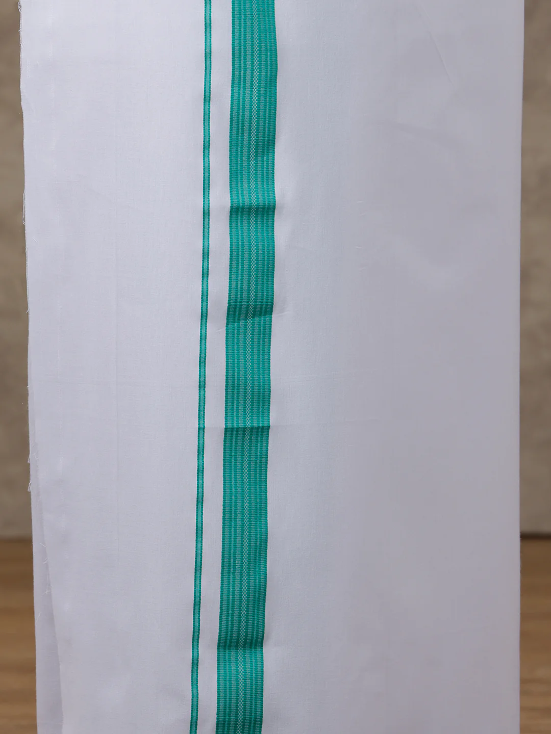 Men Matching Border Dhoti & Shirt Set Full Green C36 - Image 6