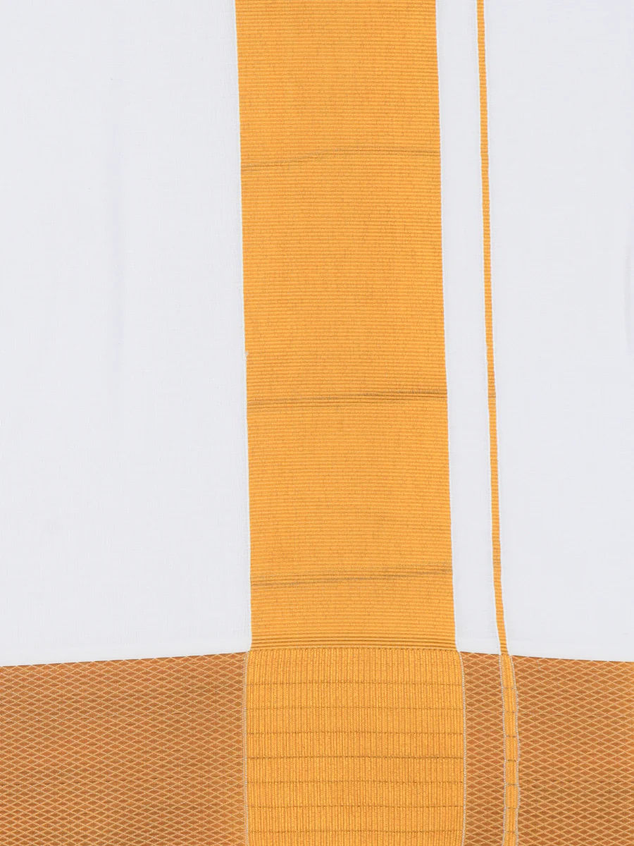 Mens Panchakacham Dhoti with Angavasthram Poornakumbam White (9+5) - Image 3
