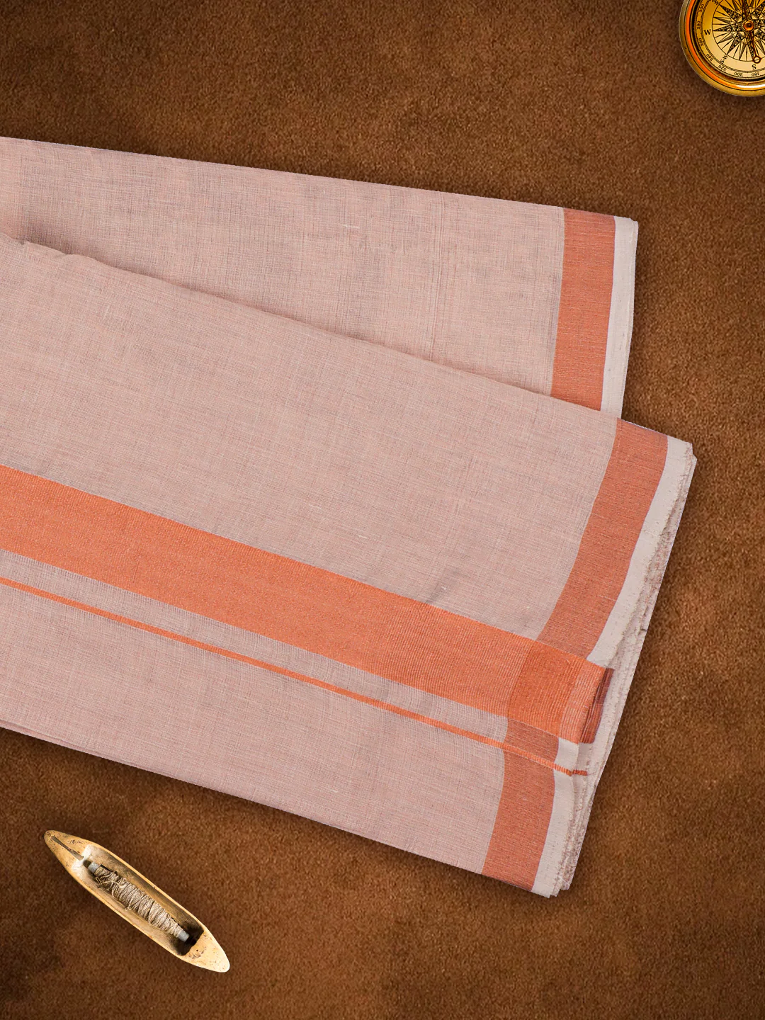 Mens Premium Handloom Dhoti Copper - Image 2