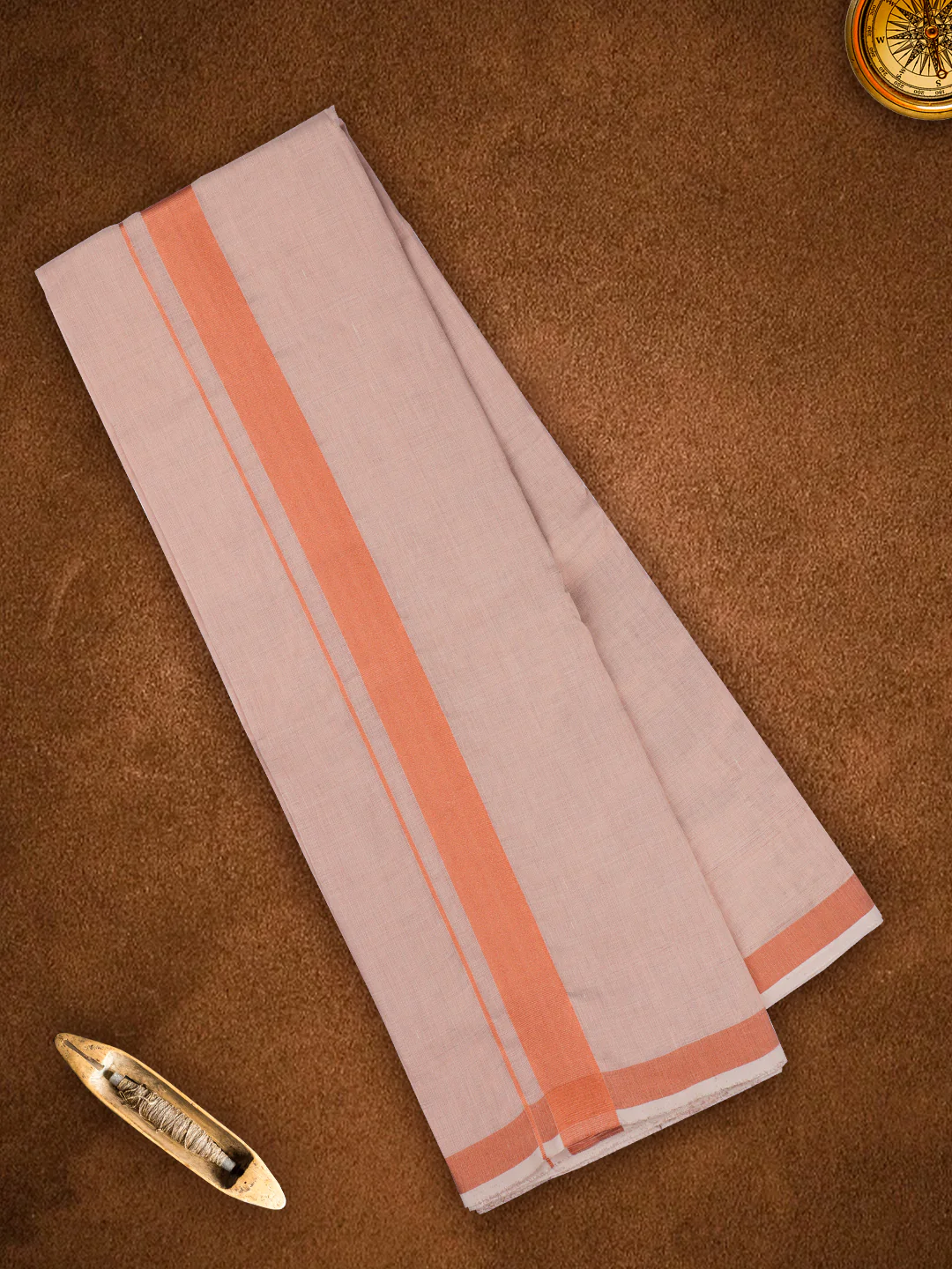 Mens Premium Handloom Dhoti Copper - Image 3