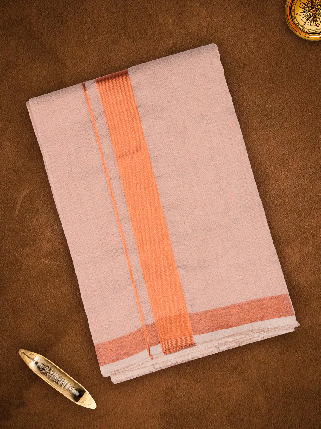 Mens Premium Handloom Dhoti Copper - Image 4