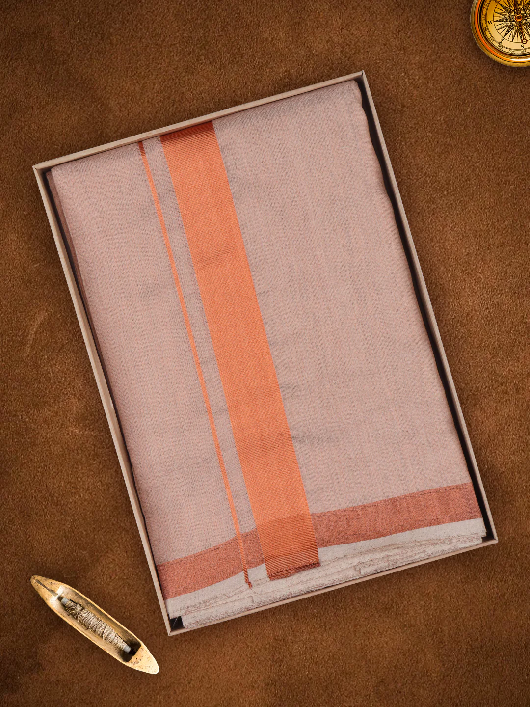 Mens Premium Handloom Dhoti Copper - Image 7