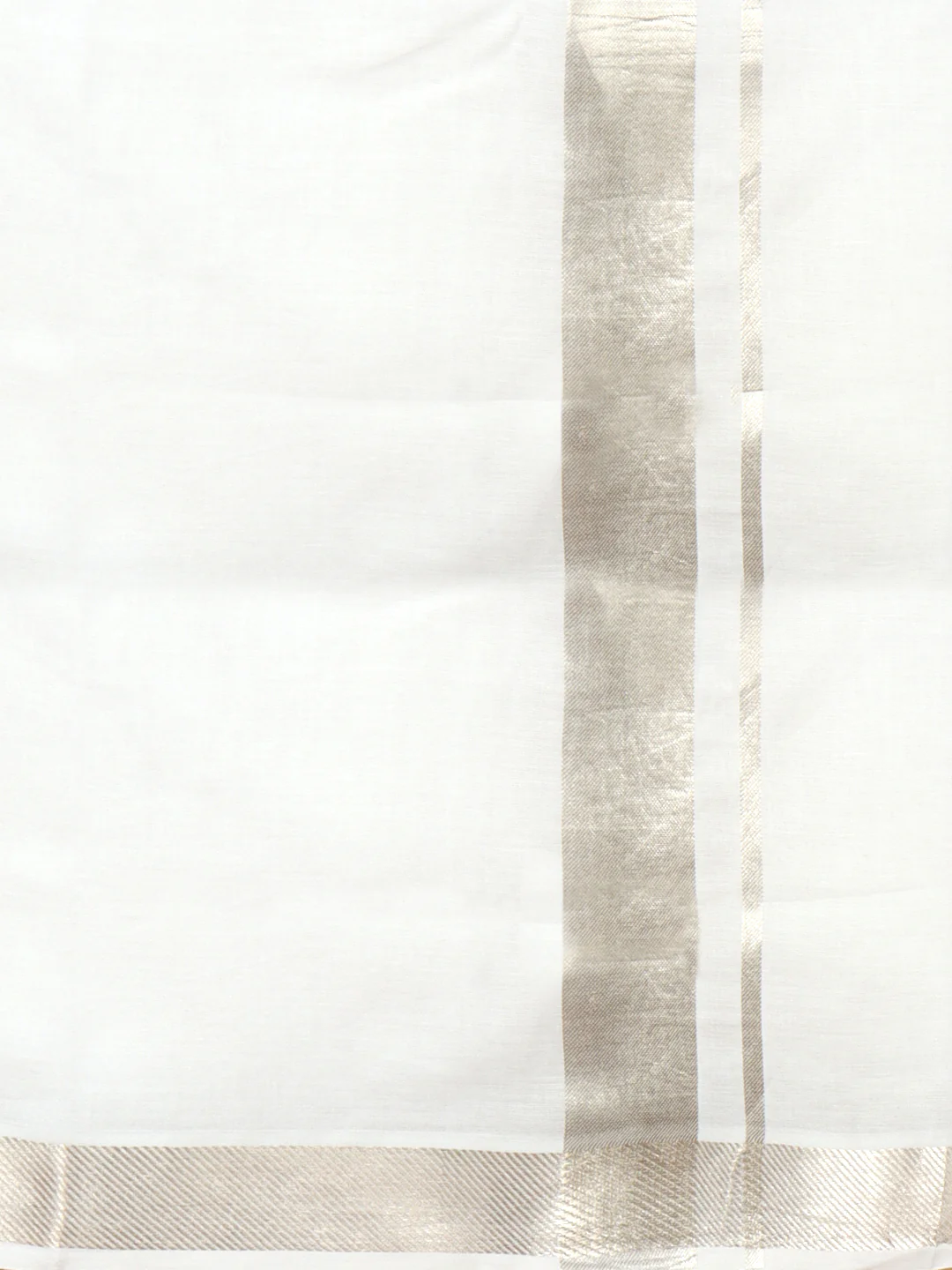 Men Pure Cotton Silver Jari Border Double Dhoti Silver Coin - Image 3