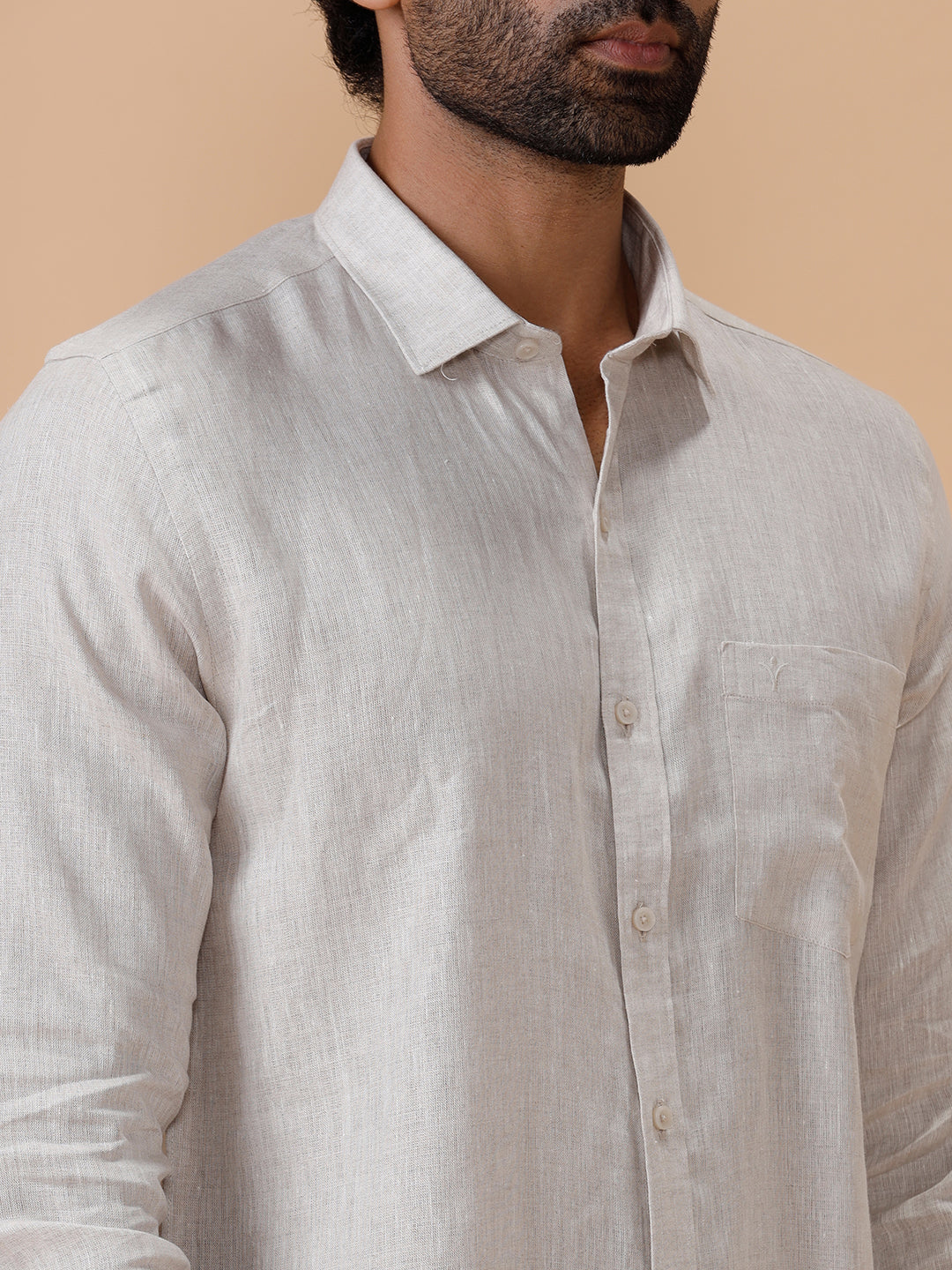 Mens Pure Linen Grey Shirt L10 - Image 7