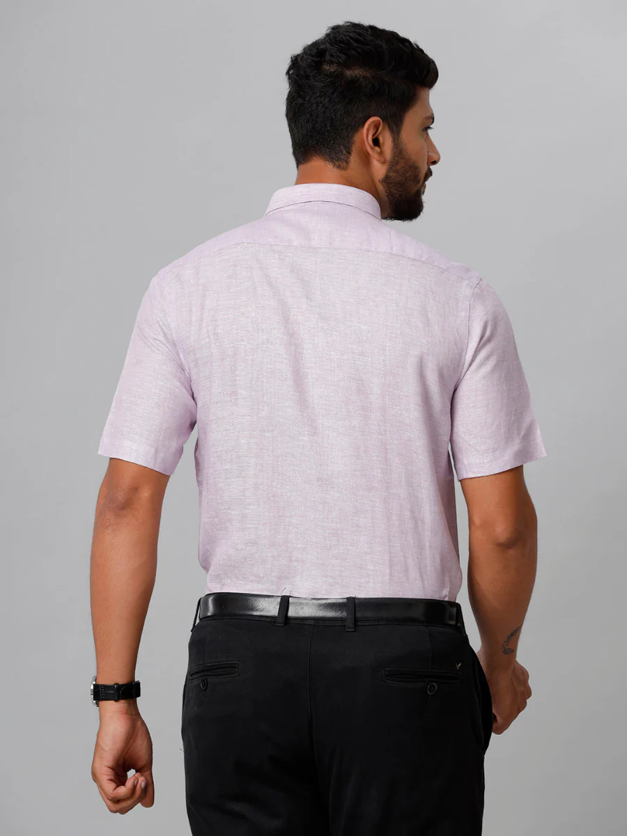 Mens Pure Linen Violet Shirt - Image 5