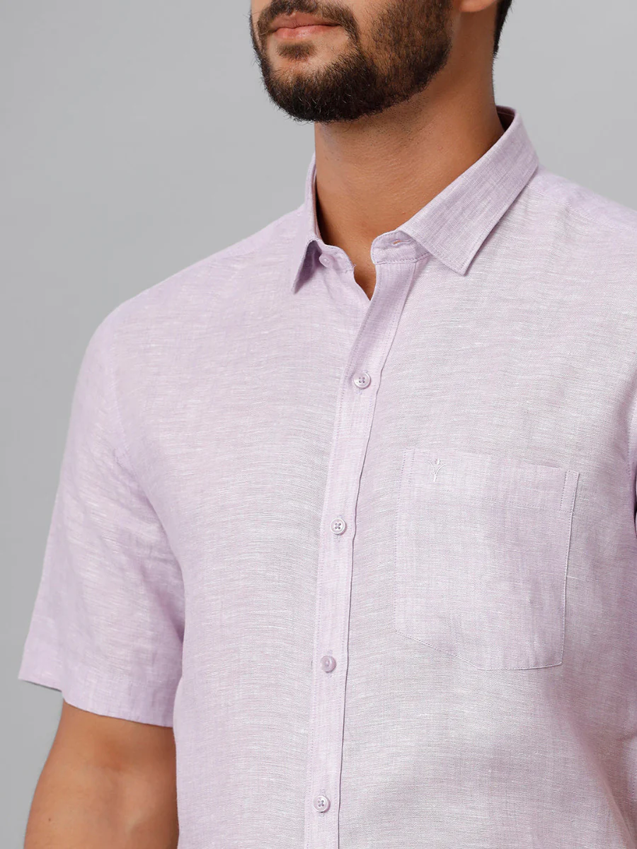 Mens Pure Linen Violet Shirt - Image 6