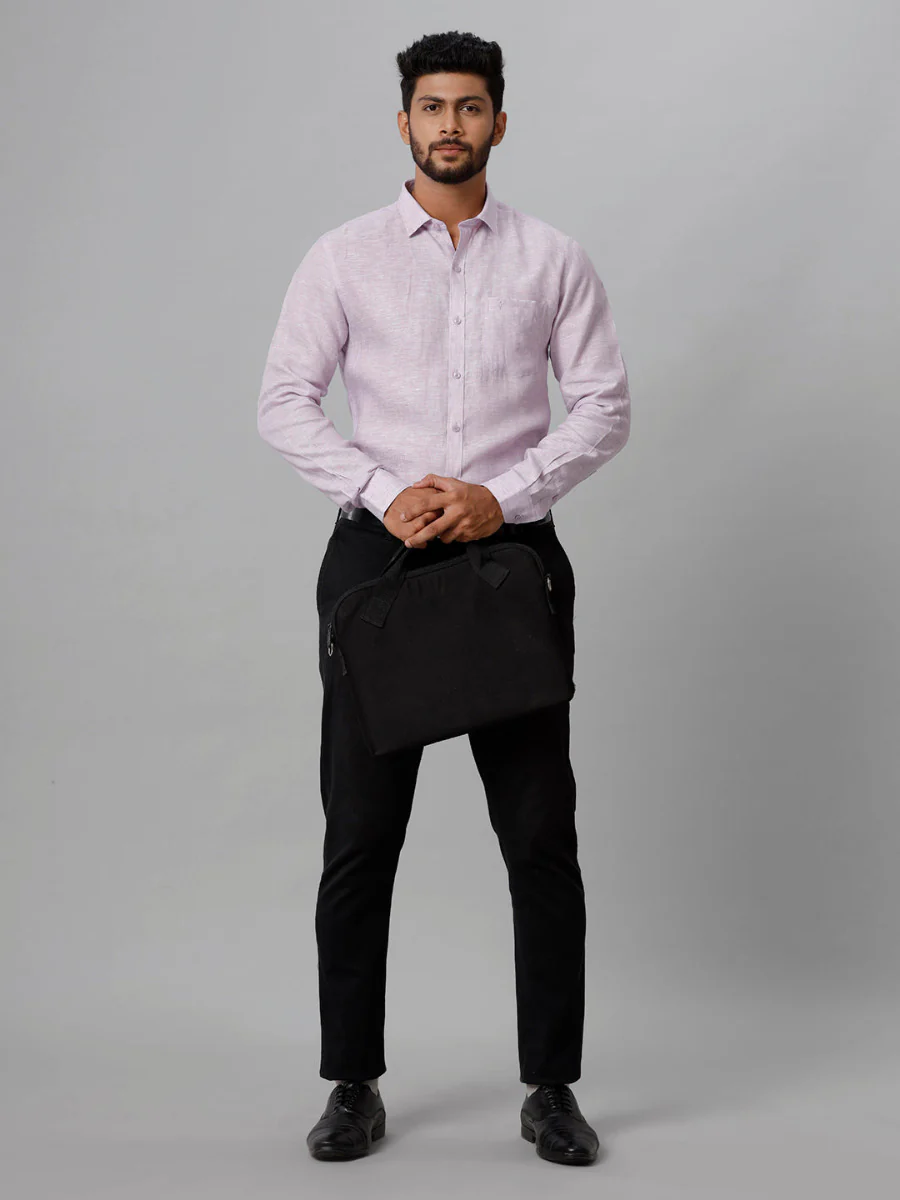 Mens Pure Linen Violet Shirt - Image 7
