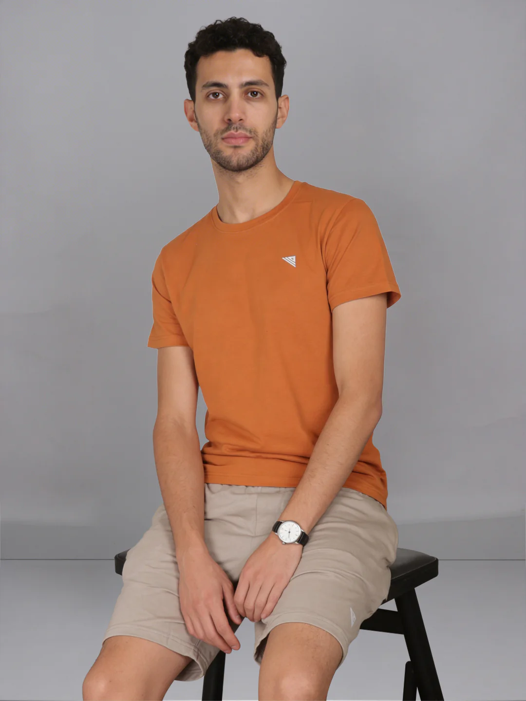 Mustard Crew neck T-Shirt with Beige Shorts Combo ES6 - Image 2