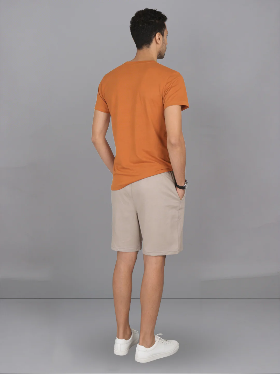 Mustard Crew neck T-Shirt with Beige Shorts Combo ES6 - Image 4