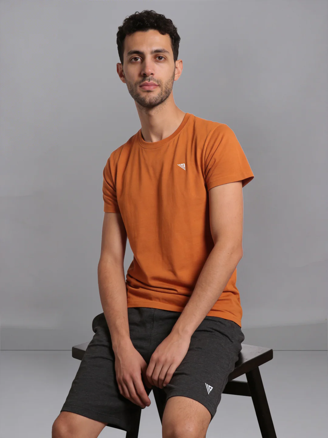 Mustard Crew neck T-Shirt with Charcoal Shorts Combo ES8 - Image 2