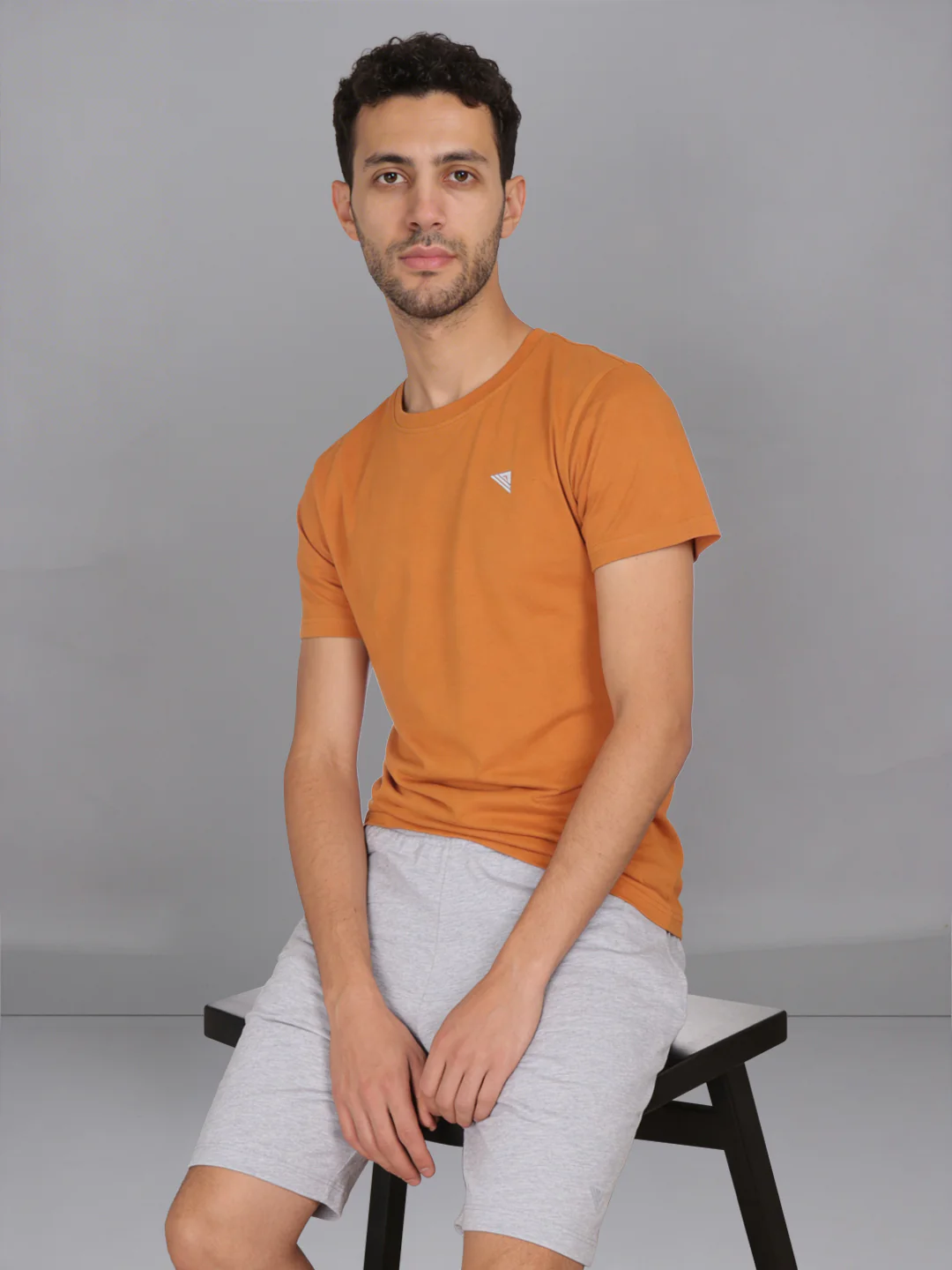 Mustard Crew neck T-Shirt with Grey Shorts Combo ES3 - Image 2