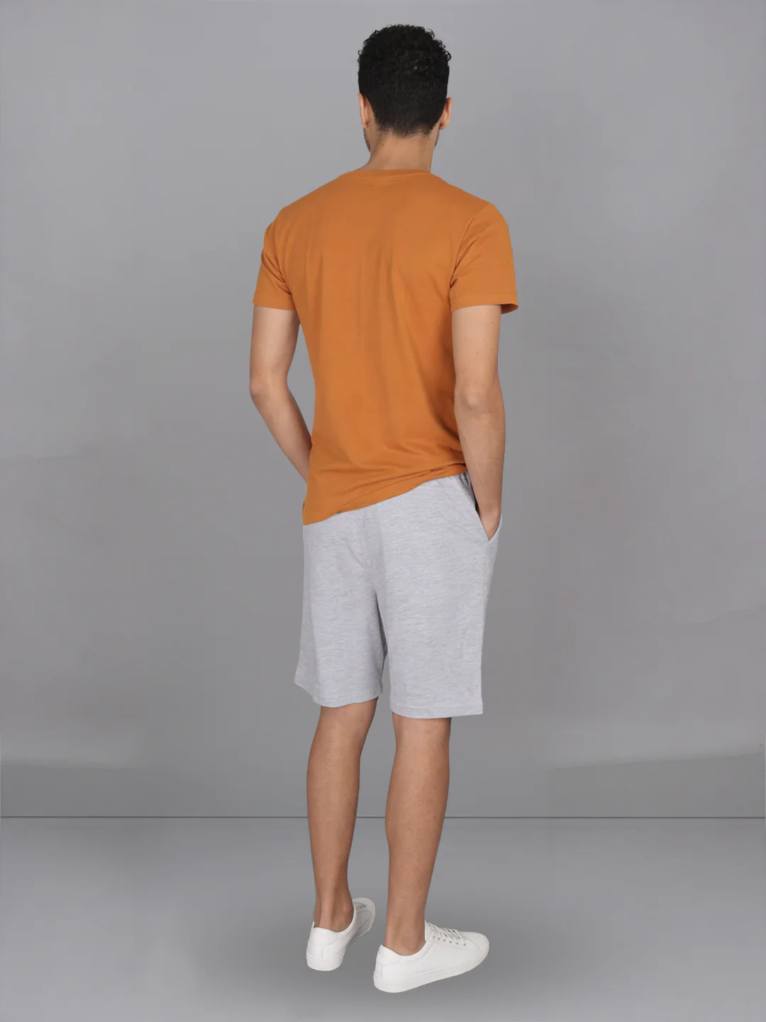 Mustard Crew neck T-Shirt with Grey Shorts Combo ES3 - Image 3
