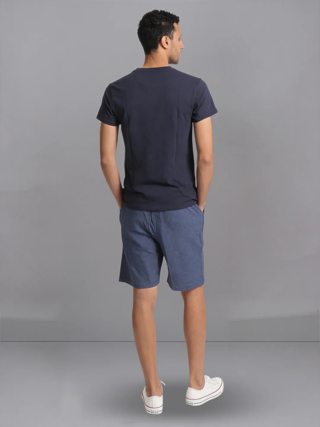 Navy Crew neck T-Shirt with Denim Shorts Combo ES10 - Image 4