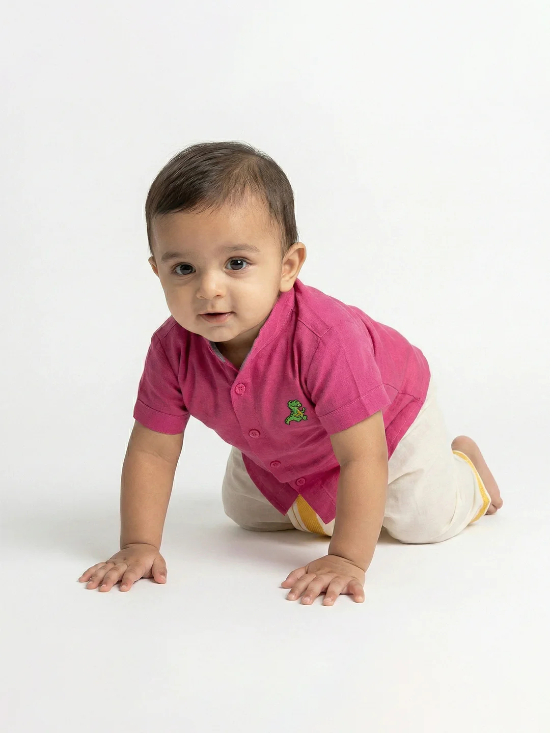 Born Baby Shirt with Pant and Panchakacham Set Pink G7 - Image 4