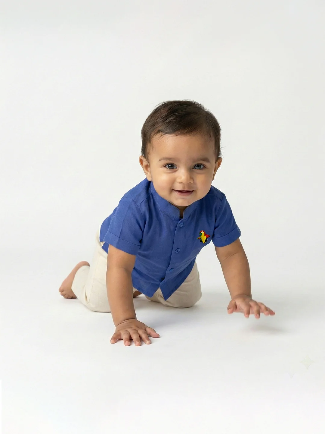 Born Baby Shirt with Pant and Panchakacham Set Dark Blue G6 - Image 4