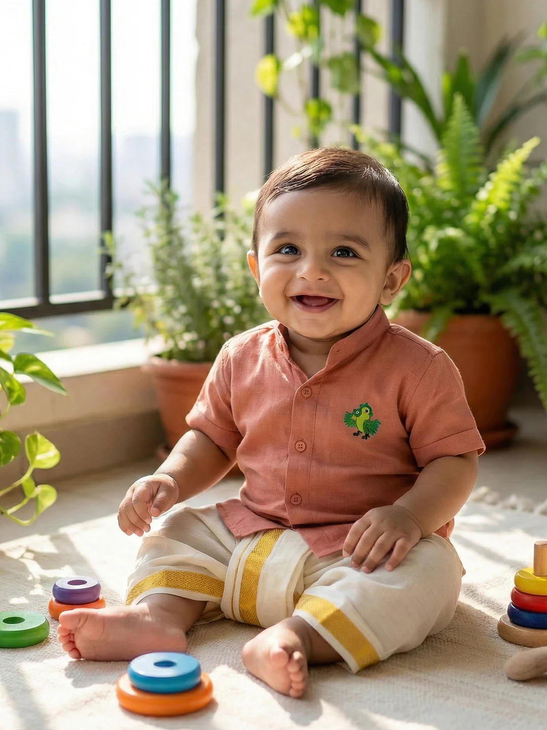 Born Baby Shirt with Pant and Panchakacham Set Tonys Pink G47 - Image 2