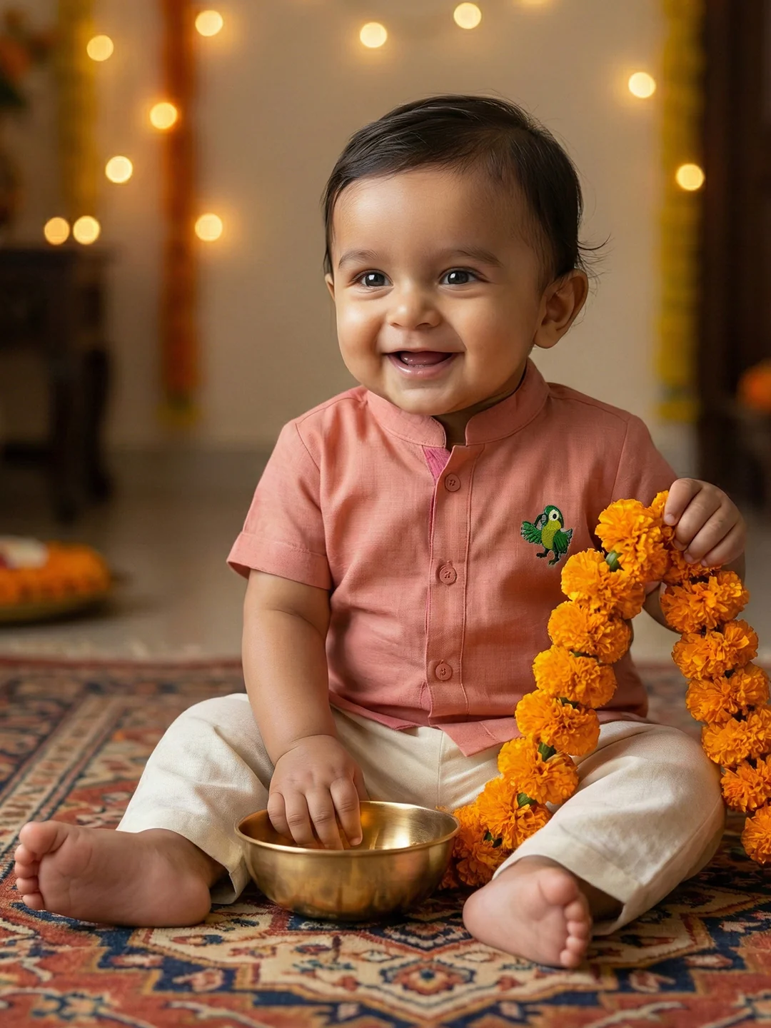 Born Baby Shirt with Pant and Panchakacham Set Tonys Pink G47 - Image 3