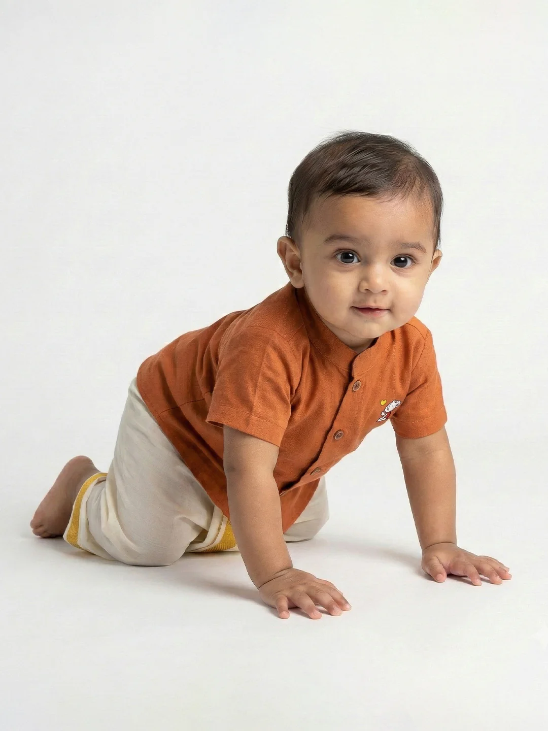 Born Baby Shirt Dhoti and Panchakacham Set Brown - Image 4