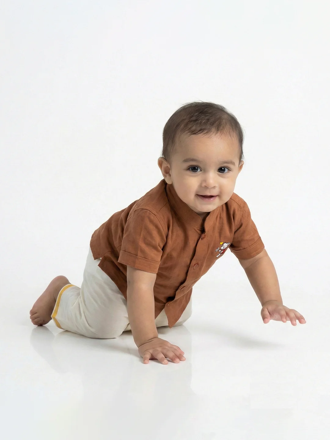 Born Baby Shirt Dhoti and Panchakacham Set Brown - Image 6