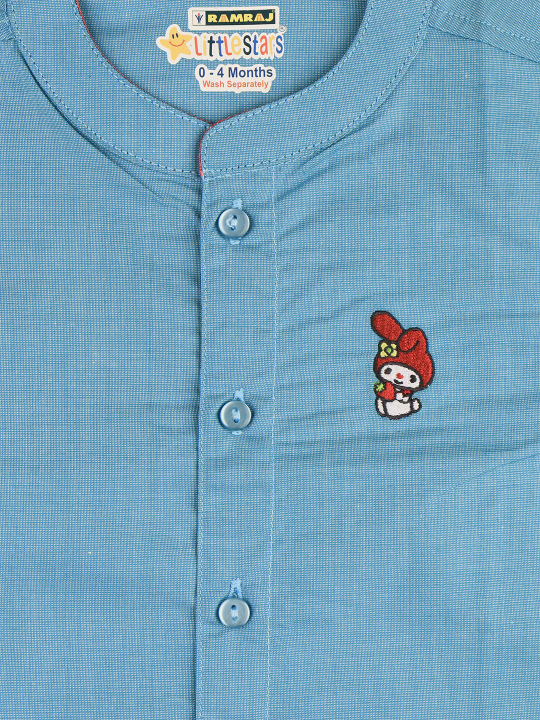 Newborn Baby Blue Shirt with Pant and Panchakacham Set G24 - Image 5