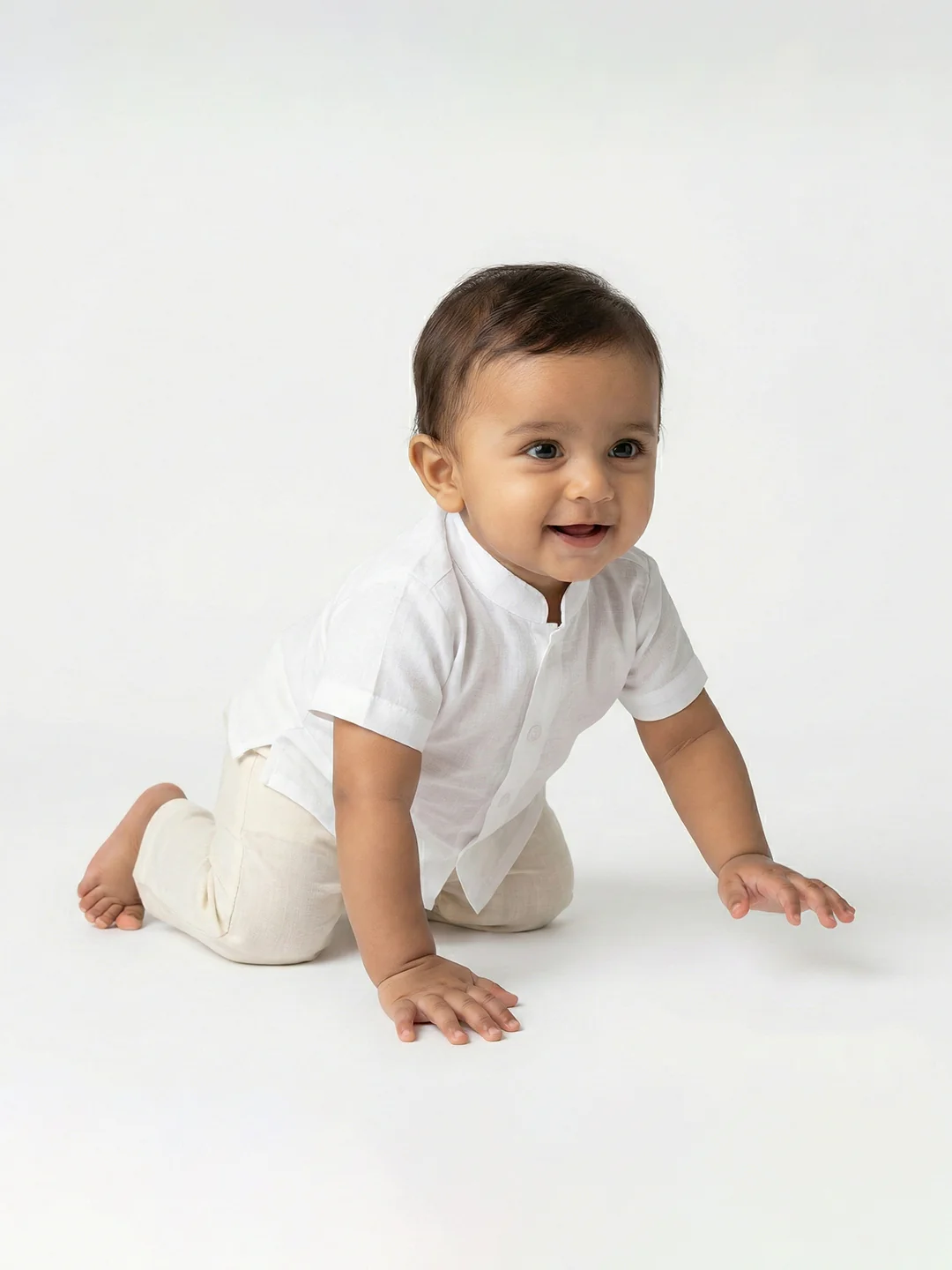 Born Baby Shirt with Pant and Panchakacham Set White - Image 5