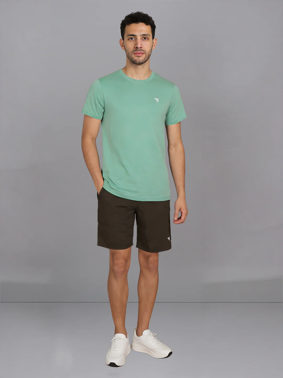 Olive Crew neck T-Shirt with Olive Green Shorts Combo ES7