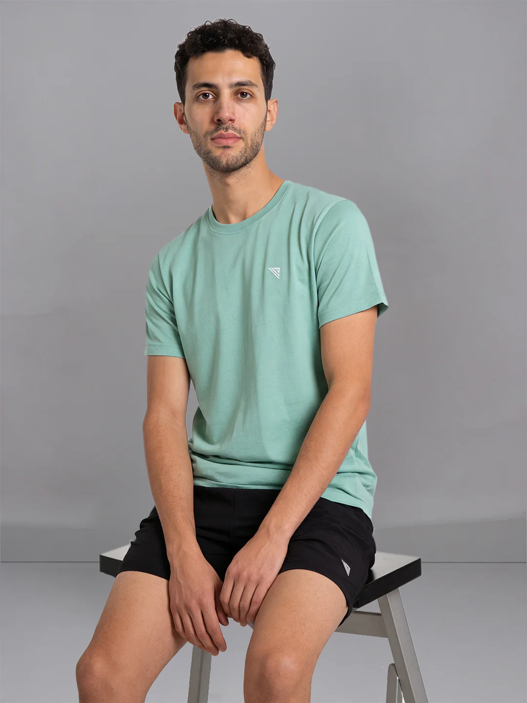 Olive Green Crew neck T-Shirt with Black Shorts Combo ES1 - Image 2