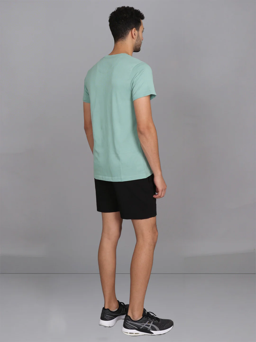 Olive Green Crew neck T-Shirt with Black Shorts Combo ES1 - Image 4