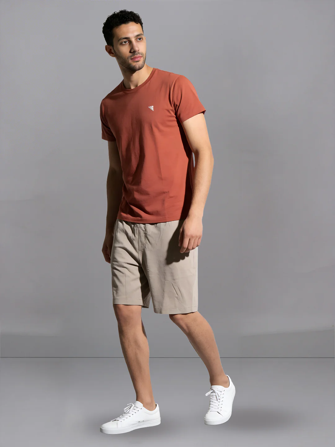 Orange Crew neck T-Shirt with Beige Shorts Combo ES6 - Image 2