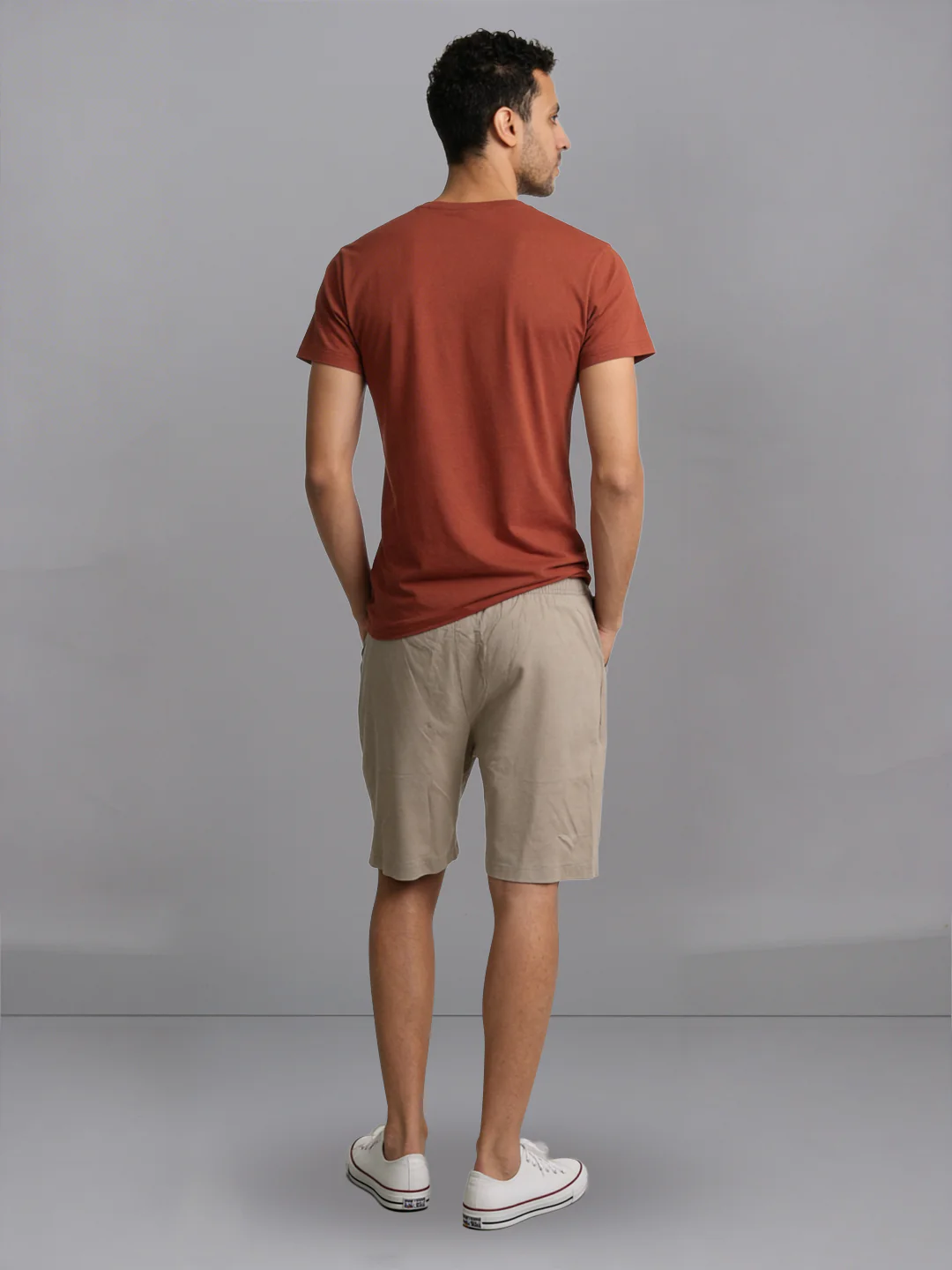 Orange Crew neck T-Shirt with Beige Shorts Combo ES6 - Image 4