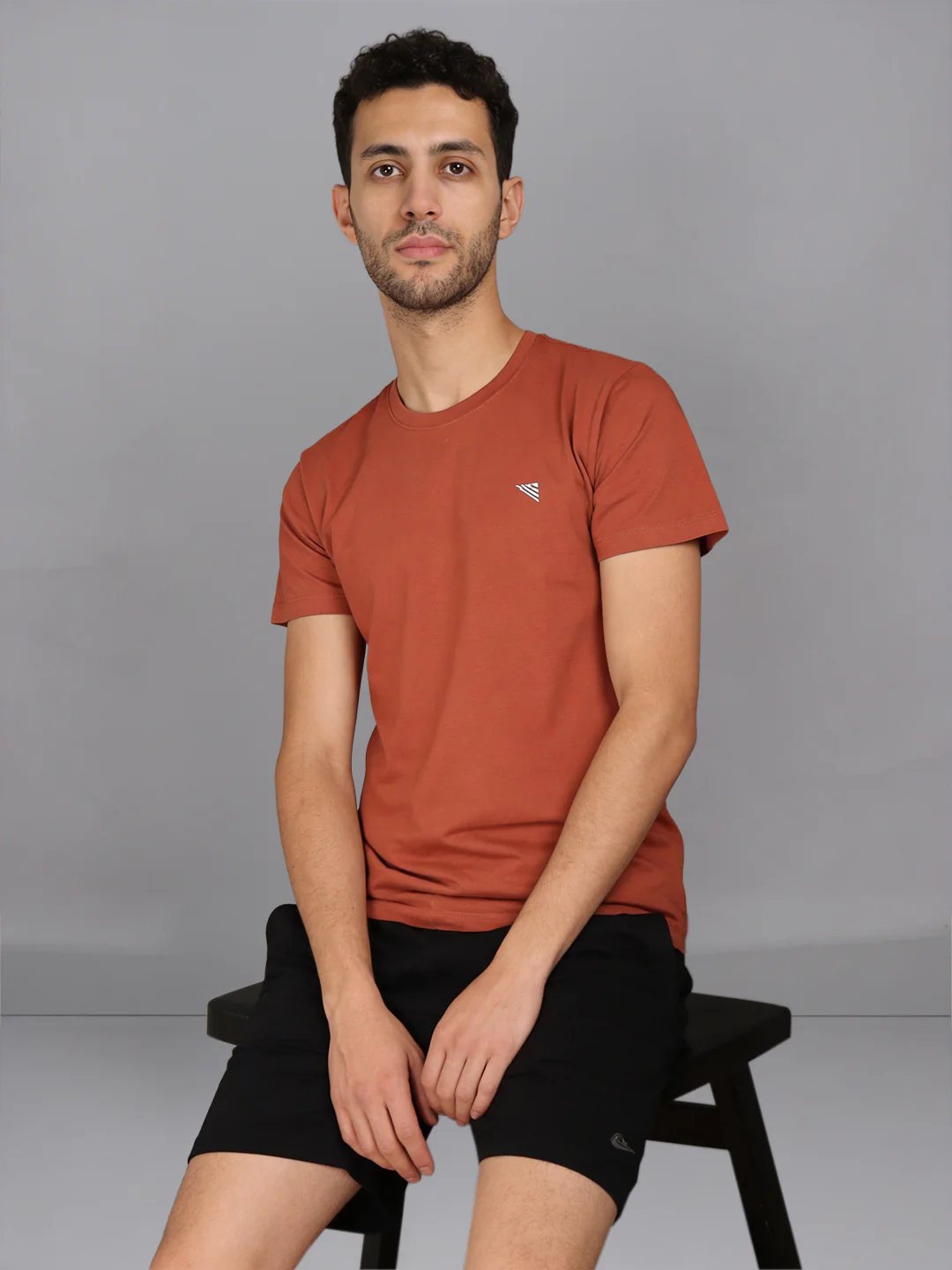 Orange Crew neck T-Shirt with Black Shorts Combo ES1 - Image 2