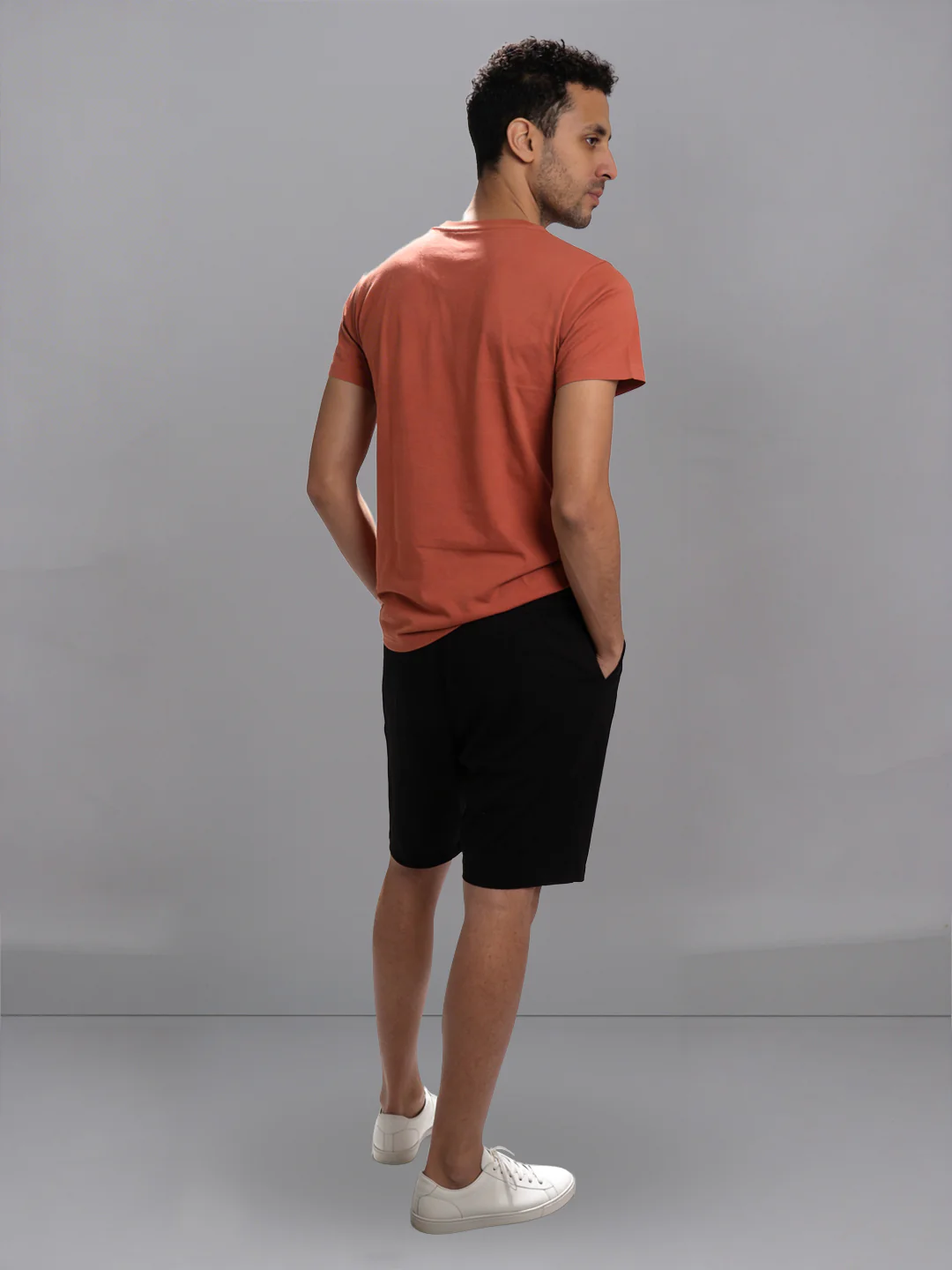 Orange Crew neck T-Shirt with Black Shorts Combo ES1 - Image 3