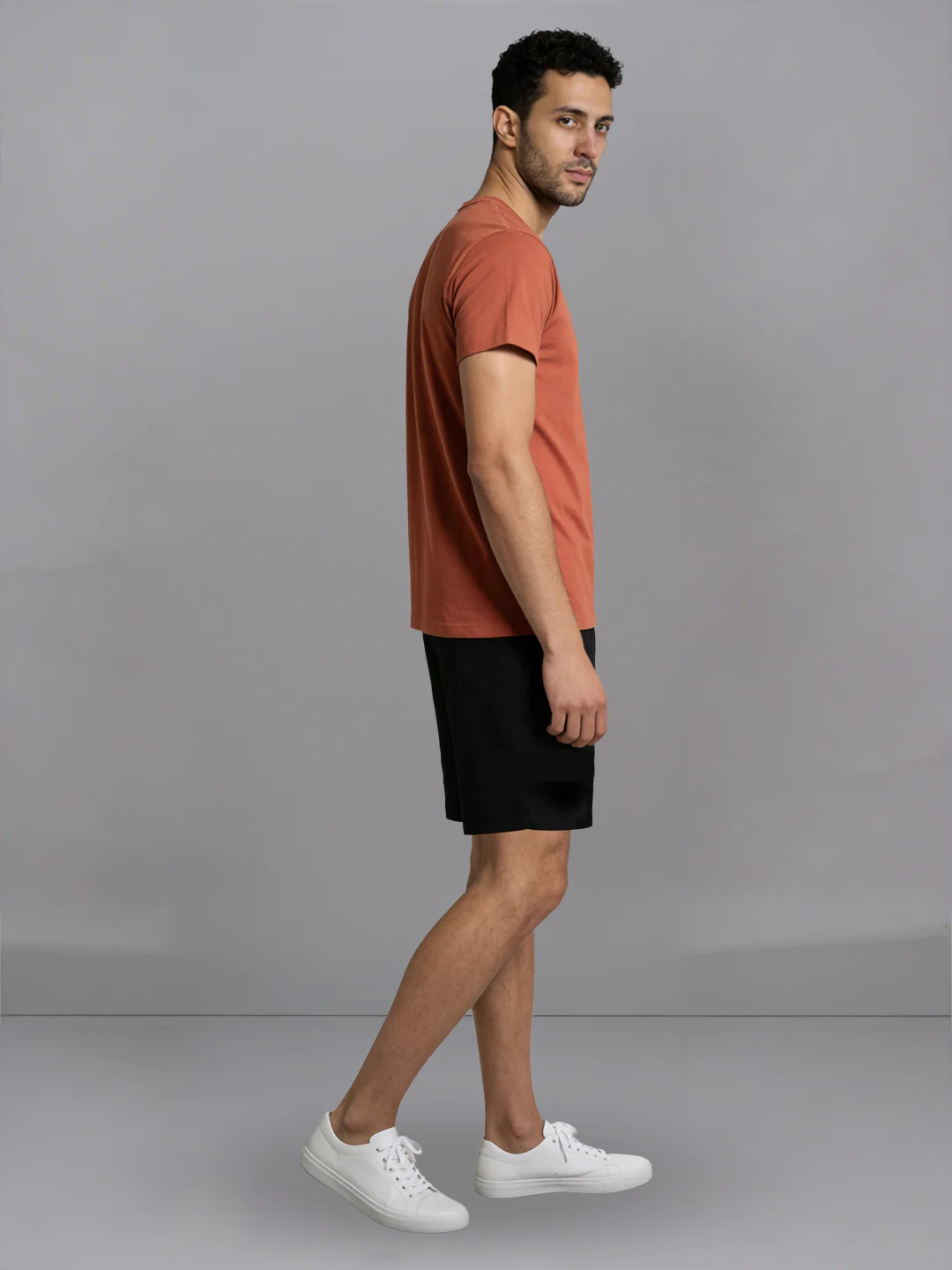 Orange Crew neck T-Shirt with Black Shorts Combo ES1 - Image 4