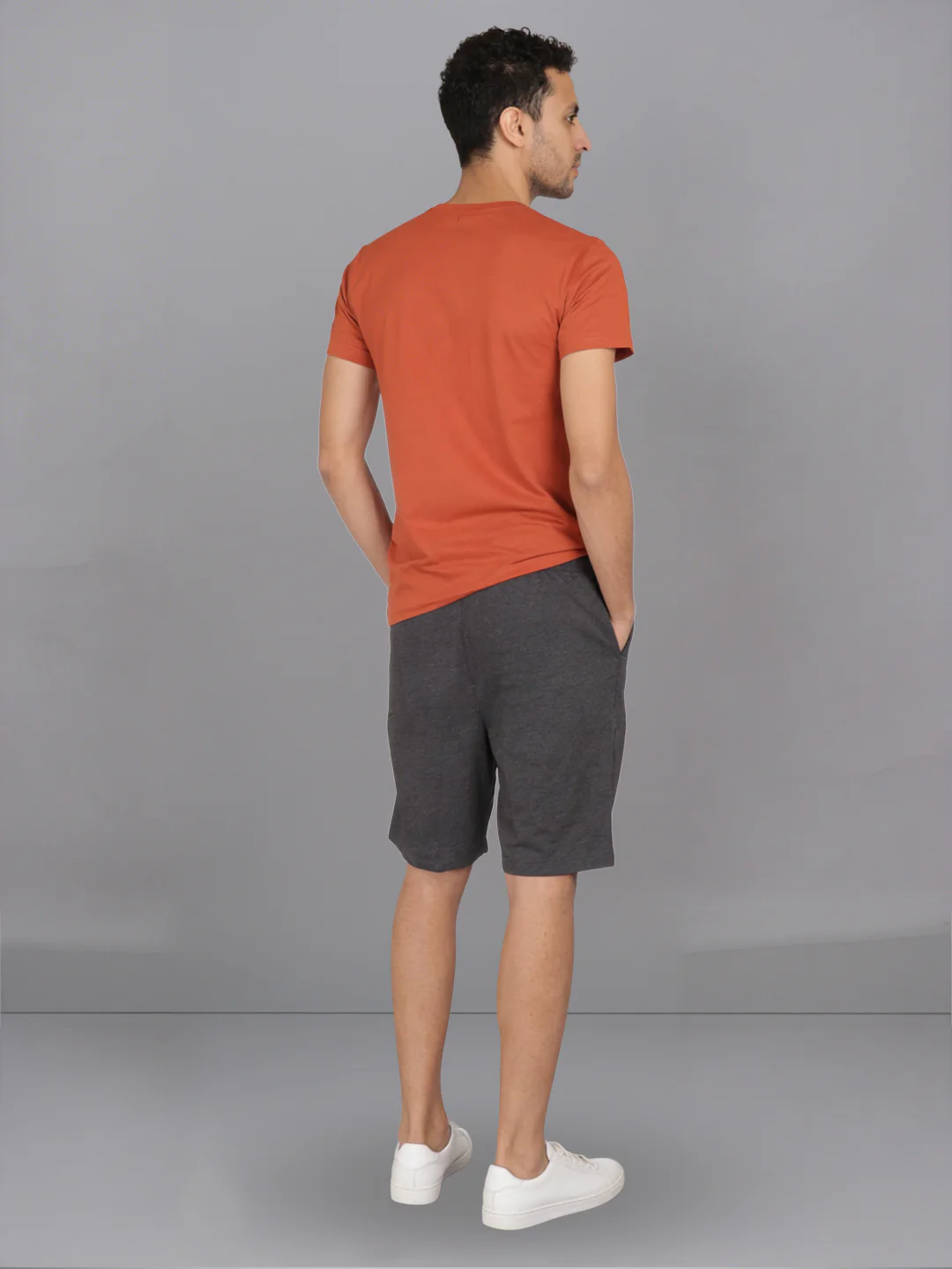 Orange Crew neck T-Shirt with Charcoal Shorts Combo ES8 - Image 4