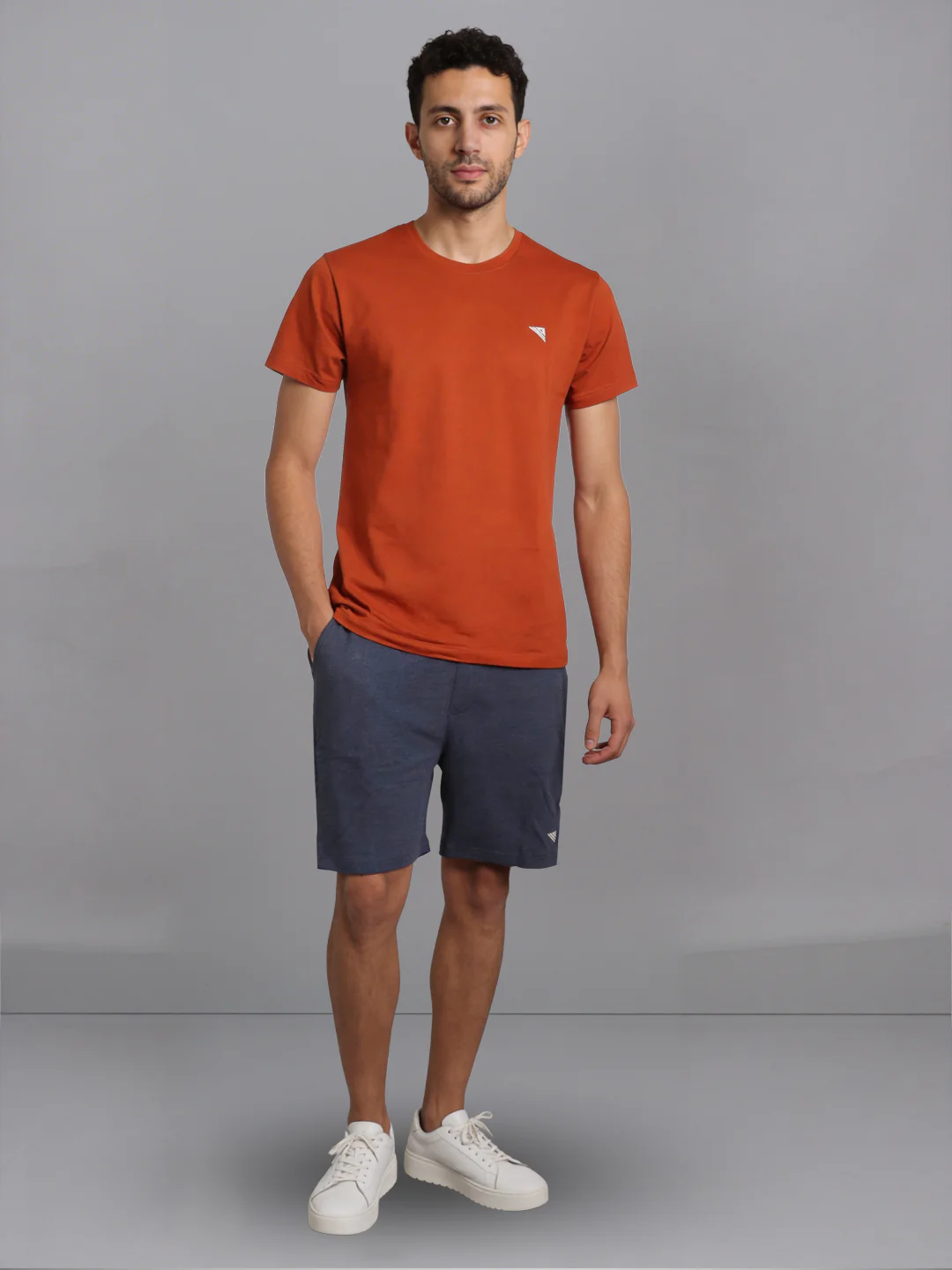Orange Crew neck T-Shirt with Denim Shorts Combo ES10