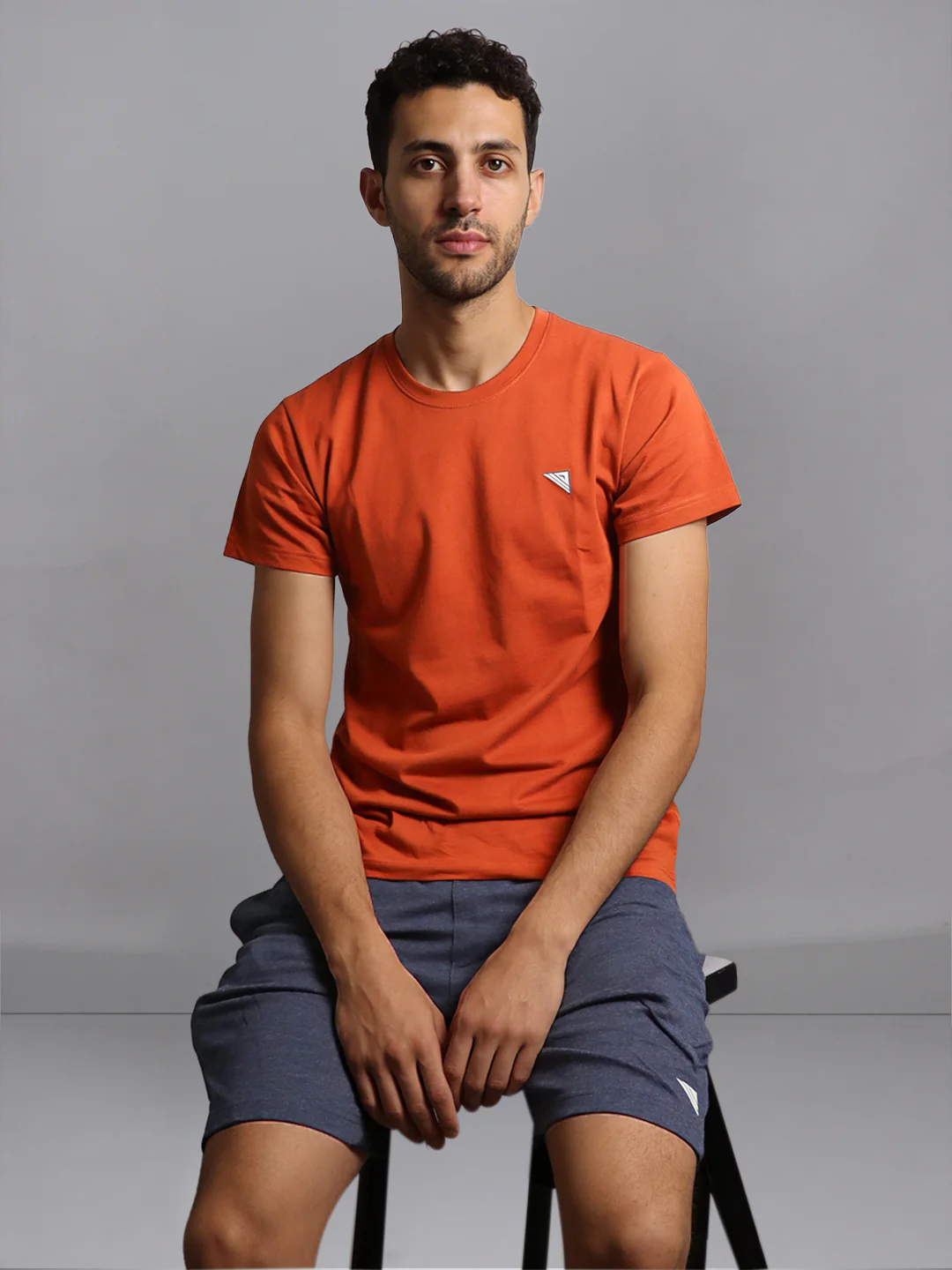 Orange Crew neck T-Shirt with Denim Shorts Combo ES10 - Image 2