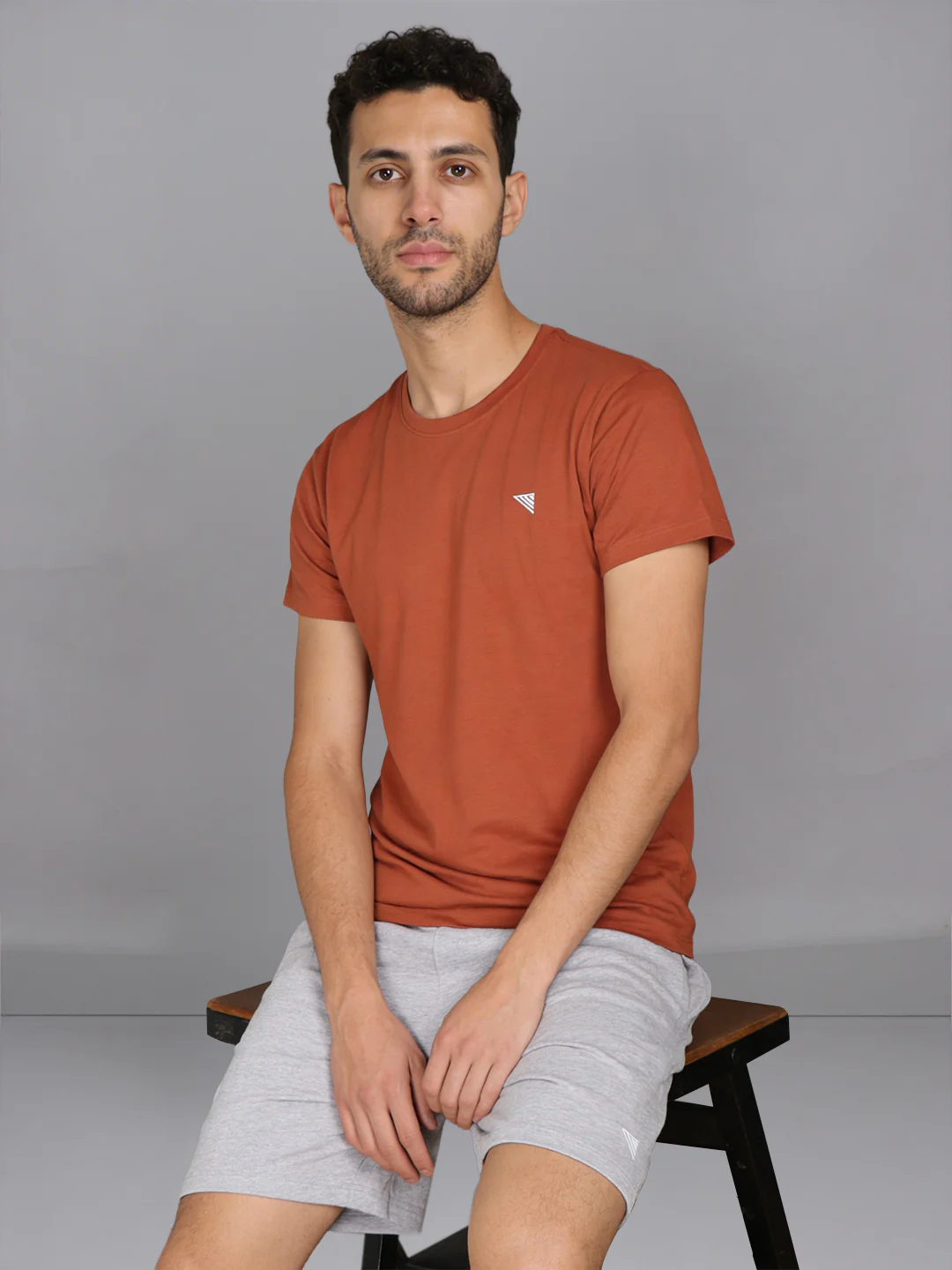 Orange Crew neck T-Shirt with Grey Shorts Combo ES3 - Image 2